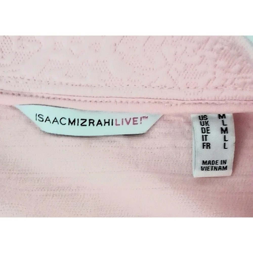 Isaac Mizrahi Live! Jacket* Women's Medium Pink Lace Knit Bomber Jacket Preowned